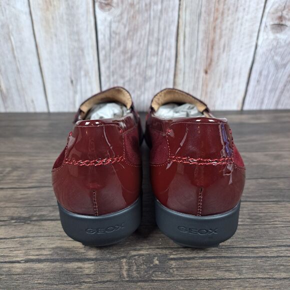 Geox Respira Lione Patent Leather Suede Slip On Loafer Women's 8.5 Bordeaux NIB - Picture 4 of 10